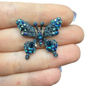 Vintage Jewelry Rhinestone Butterfly Brooch Pin